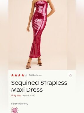 If By Sea Mulberry Sequined Strapless Maxi Dress